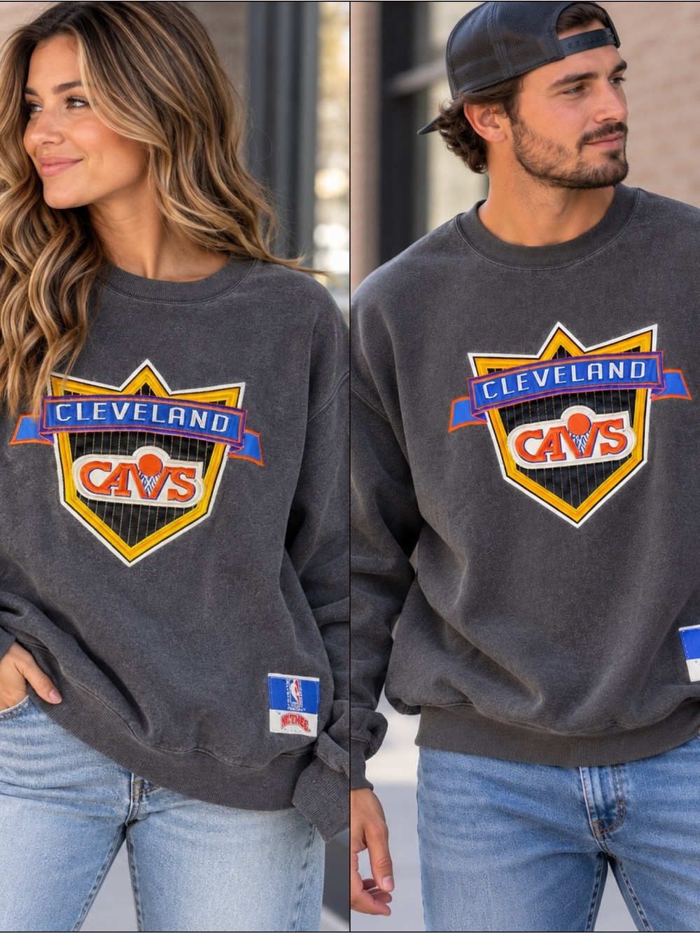 Vintage Cleveland Cavaliers NBA Nutmeg Crewneck Sweatshirt Mens L Cavs Logo 90s